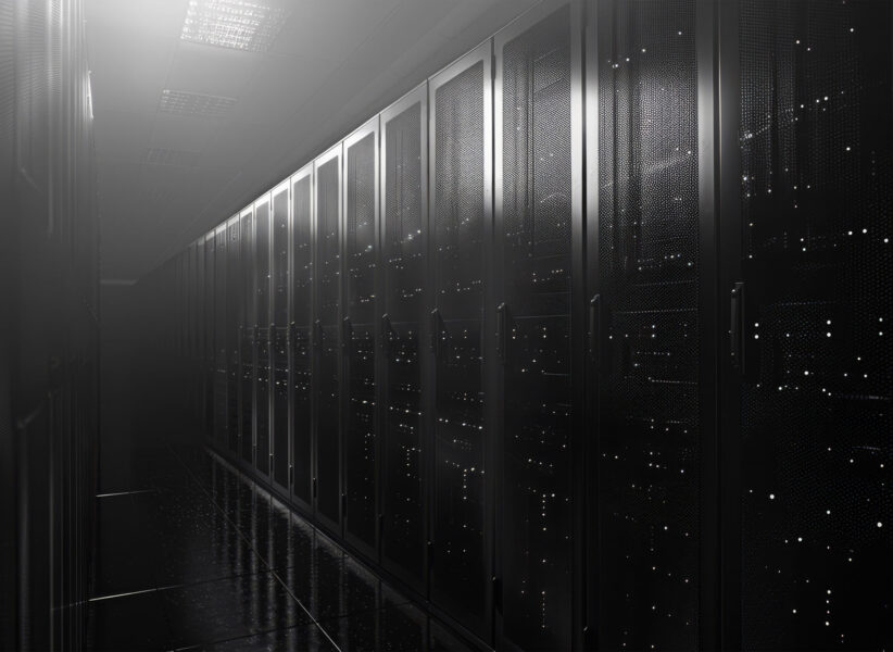 3d render Digital server room background 4k